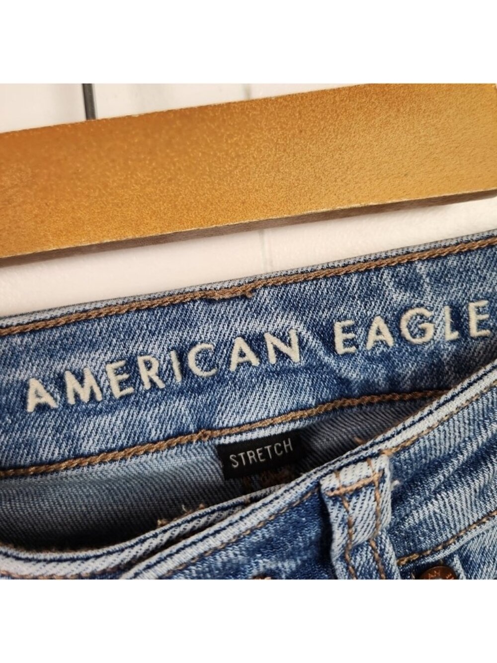 American Eagle AEO Mom Jeans Stretch High Waisted Rise Tapered Size 00 Long Tall - Picture 7 of 10